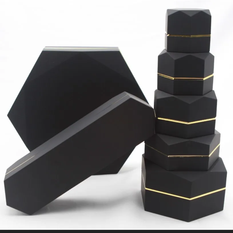 

Hot led innovative hexagonal Bracelet stud jewelry box, Red and black