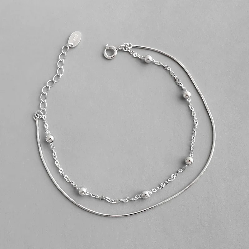 

New Arrival Women Jewelry Double Layer Sterling Silver Chain Bracelet 925 Sterling Silver Bracelets For Gifts