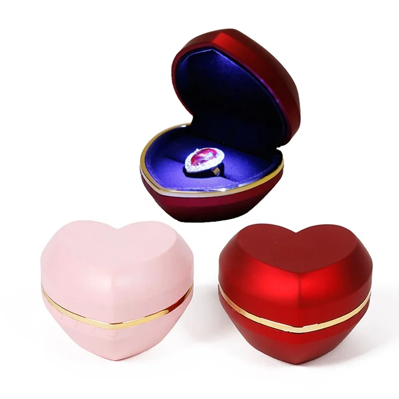 

Wholesale fashion heart shape wedding pendant ring jewelry box with LED, Red,pink,pantone as well as cmyk