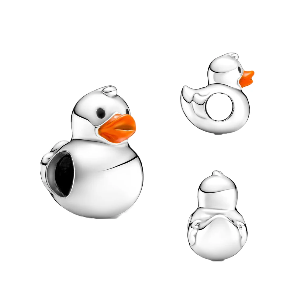 

925 sterling silver Polished Rubber Duck charm bead amulet suitable for fashion charm bracelet gift women