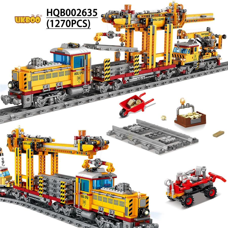 

UKBOO Free Shipping Education 1270 PCS Power-Driven Military Train DPK32 Railway Truck Track Brick Building Block Boy Gift