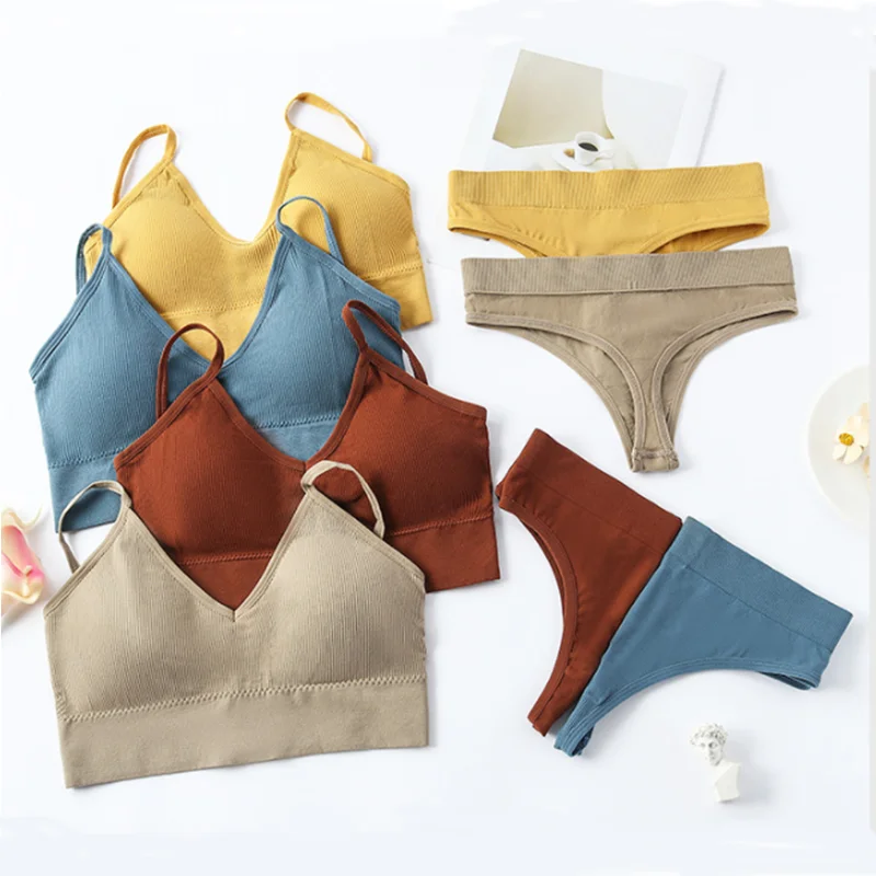 

2022 new no steel ring sexy bra triangle cup pants and bra and pant set bra set lingerie, Customized colors