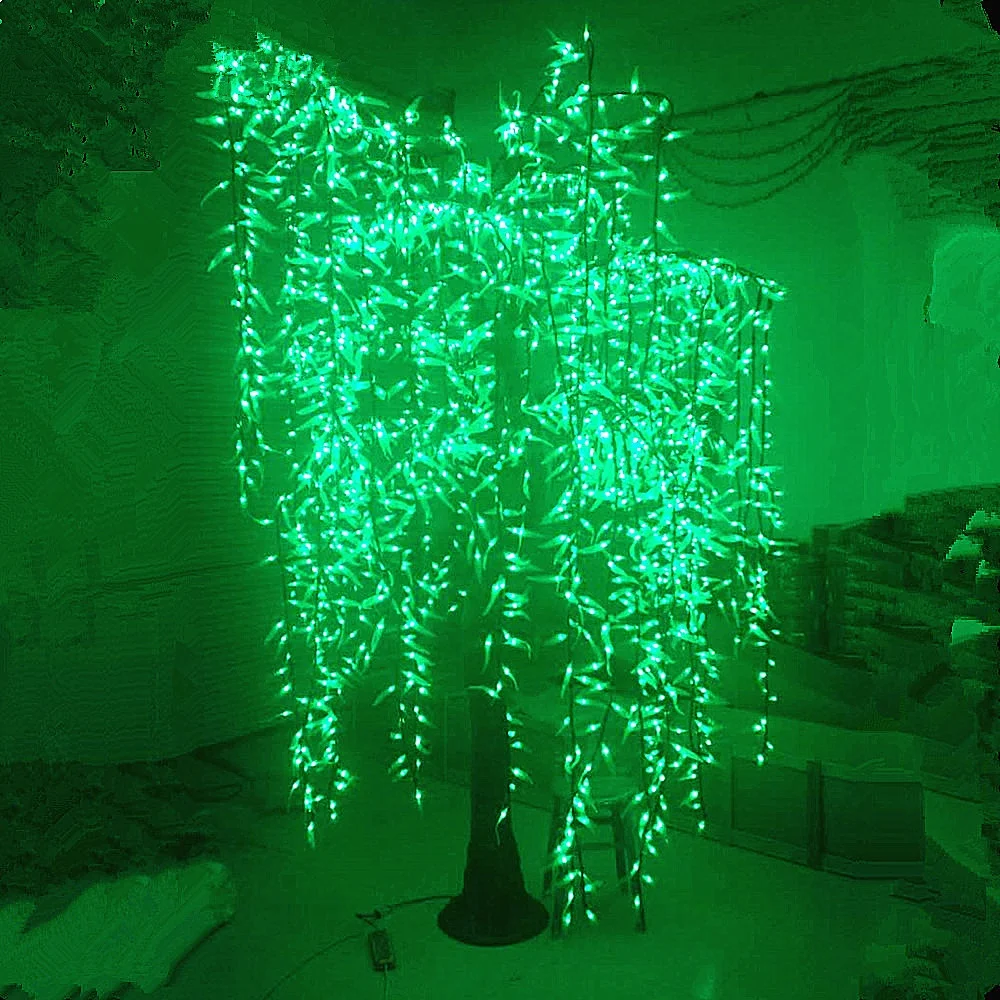 

Free shipping green 2.5M led lighted willow christmas tree 1600leds