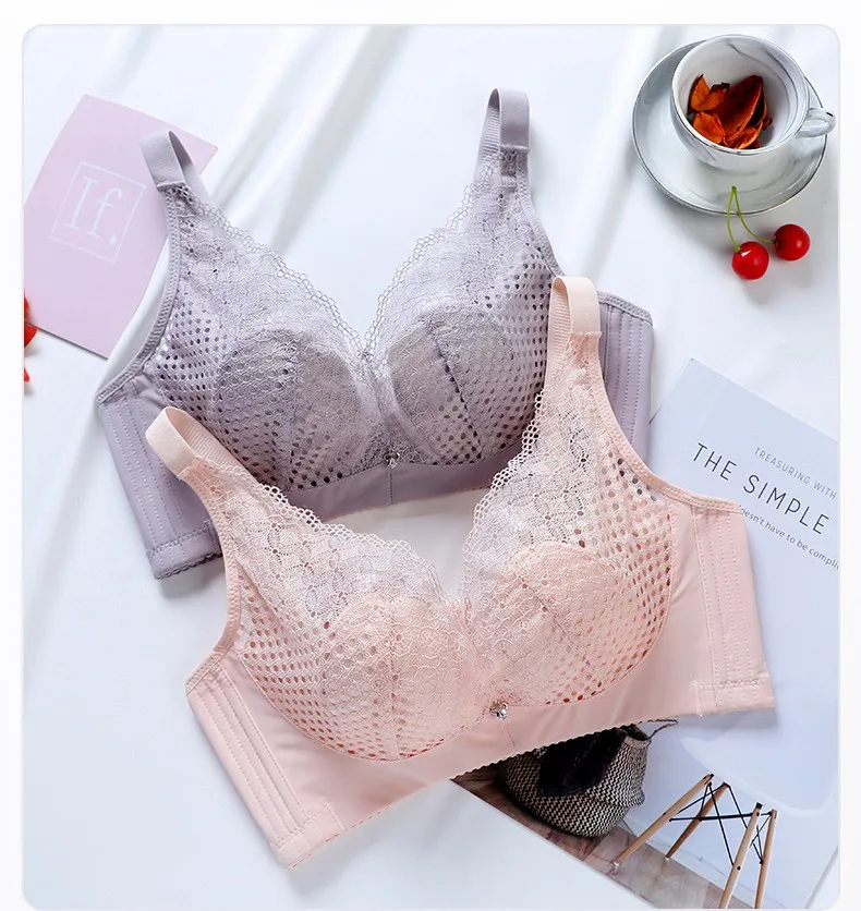 

High Quality Women Sexy Stylish Bra Set Solid Color Lace Women Bra Top, As shown