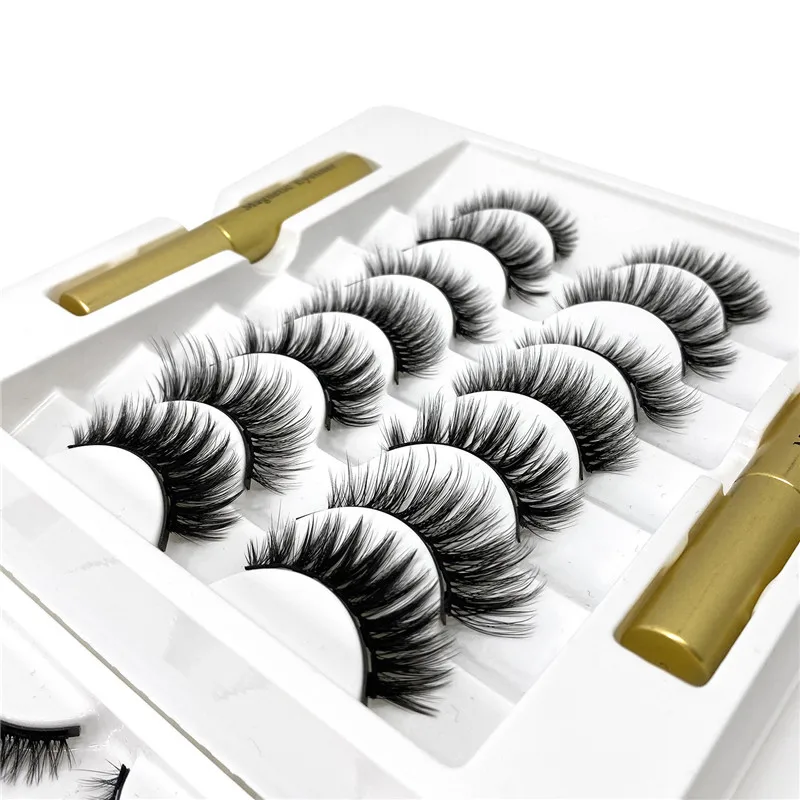 

14 pairs eyelashes magnetic liquid eyeliner + tweezers set christmas woman makeup false eyelash set