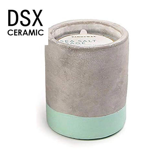 Dsx Ceramic Home Decoration Round Concrete Jar Cement Candle Jar With