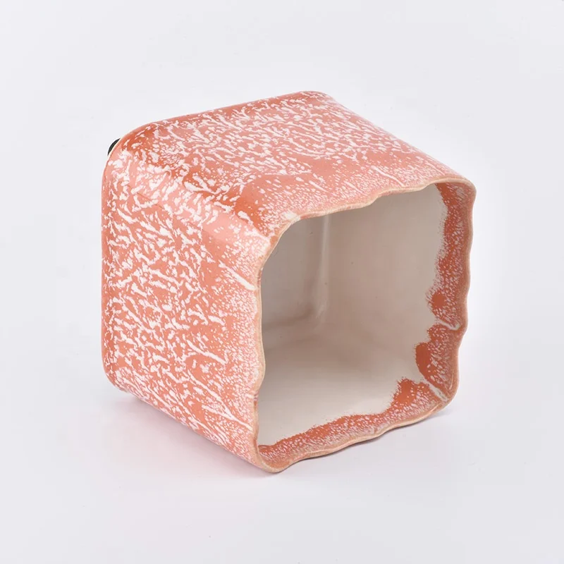 480ml mable square ceramic candle jar scented candle container with base party decoration