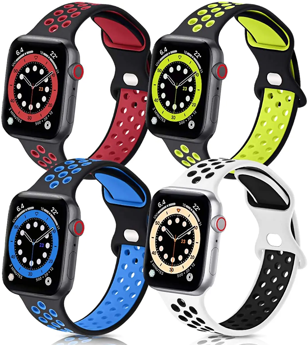 

JIULAI Watch Bands for iWatch Series 6/5/4/3/2/1 Wristband, Silicone Bracelet Sport Watch Strap Bands for Apple Watch