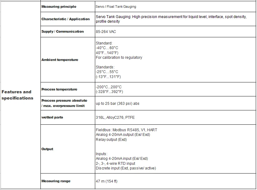 E + H Servo Tank Gauging Instrument Proservo Nms81 High Precision Servo