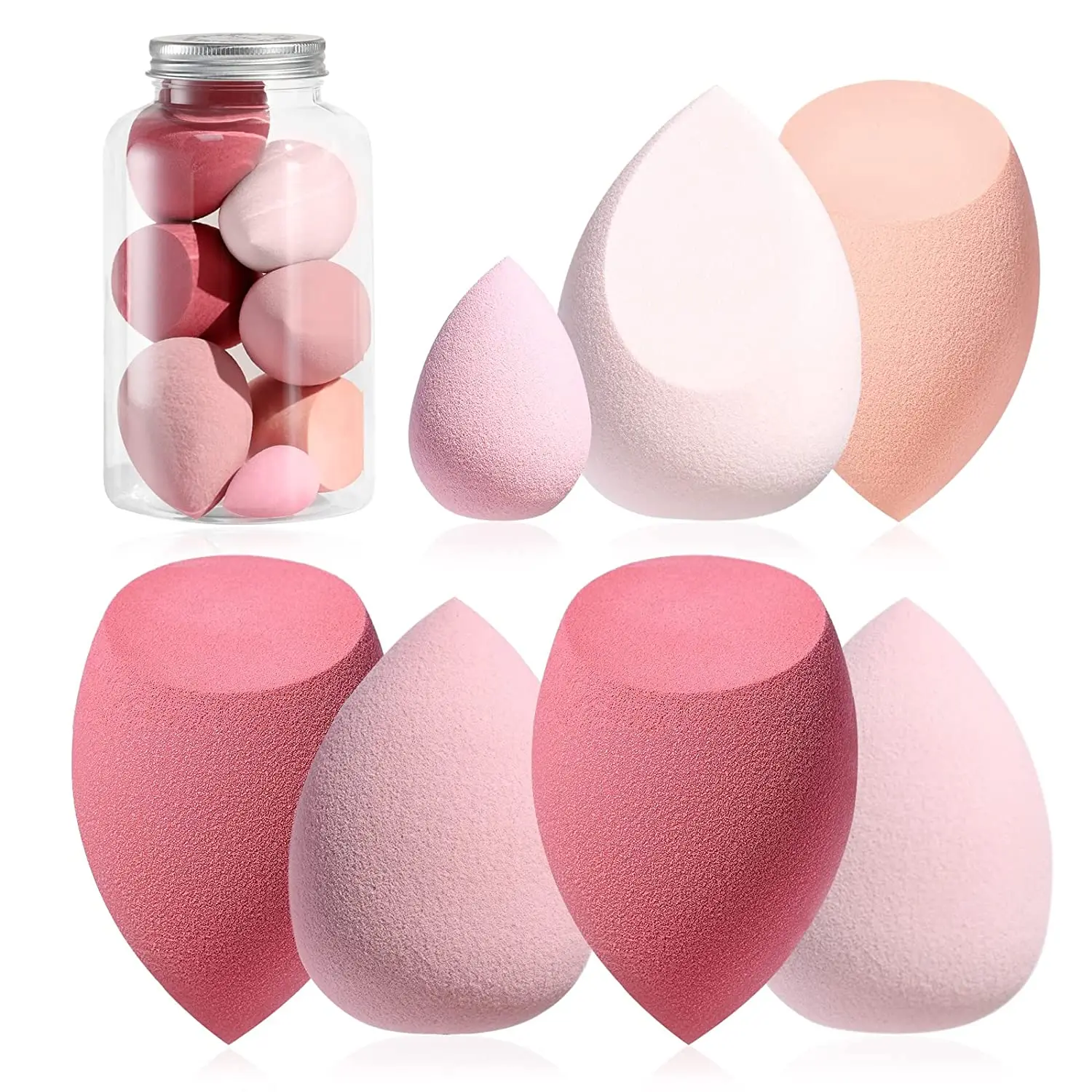 

HMU Different Sizes Wholesale Distributors Latex Free And Vegan Private Label Customized Makeup Sponges In Jar