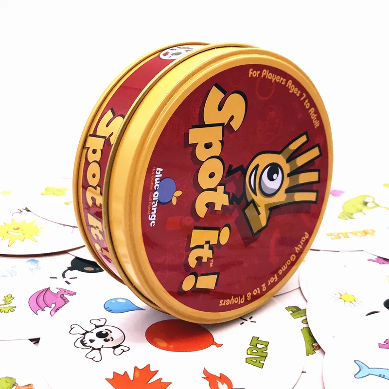 

Wholesale paper Family Game Cards Funny Visual Perception intellectual kids funny Board Card Spot It with Iron box spot-it game