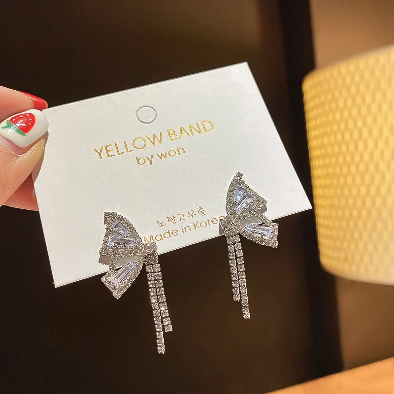 

fashion jewelry trendy crystal butterfly long earrings women