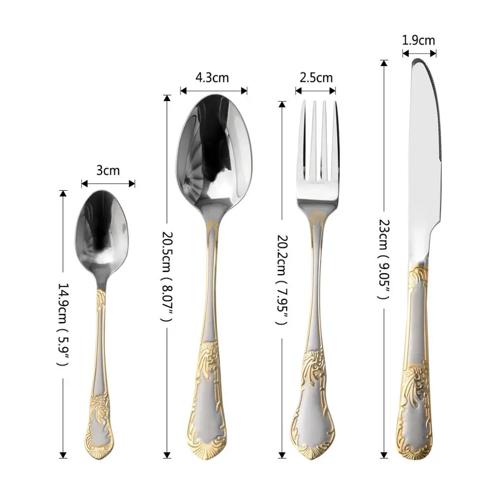 
Gold Flatware High Quality Mirror Polish Stainless Steel Cutlery Set 