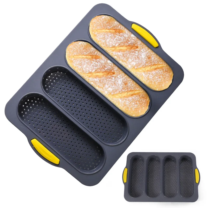 

Baguette Baking Mold Non-stick Perforated Silicone Sandwich French Bread Roll Pan Loaf Mold Bread Crisping Tray for Cakes Breads, Gray/beige/lt green/yellow/purple/pink