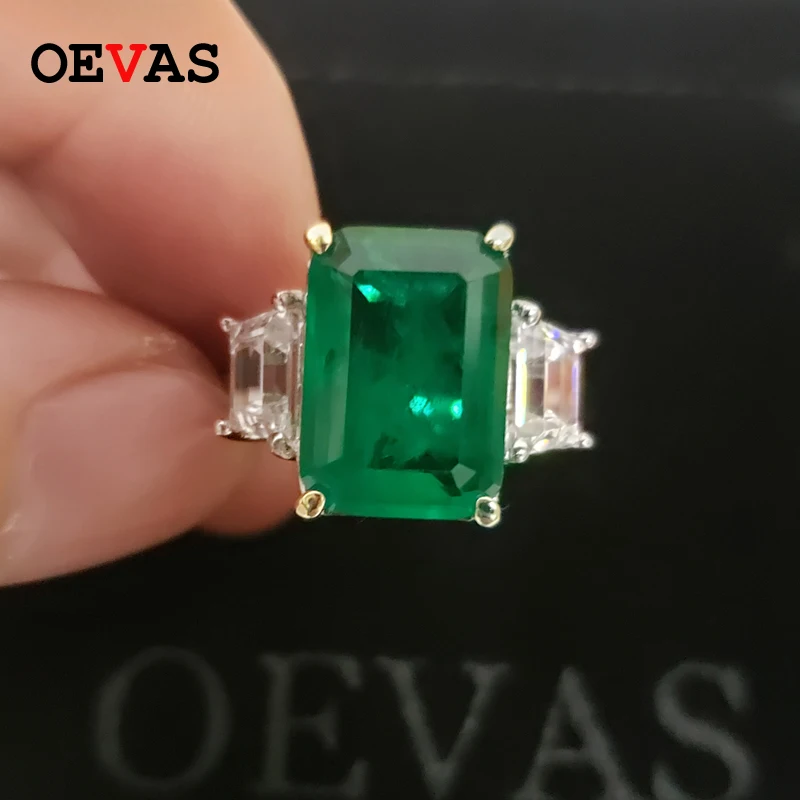 

OEVAS 100% 925 Sterling Silver Zircon Emerald Gemstone Birthstone Wedding Engagement Ring