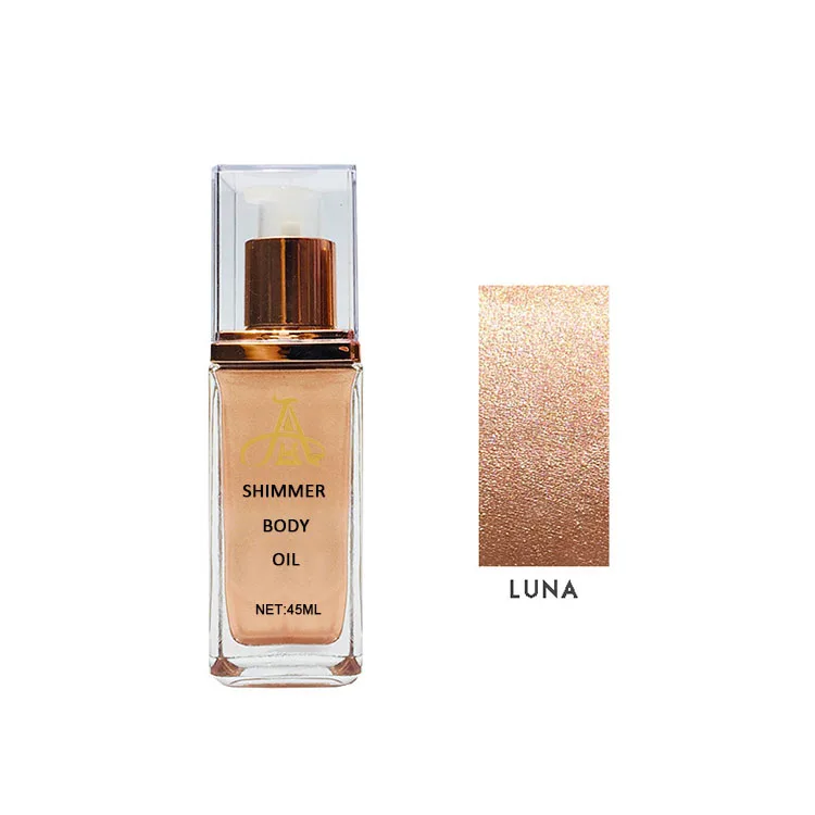 

AH Private Label Makeup Highlighter Cream Born to Glow Liquid Illuminator Bronze Body Shimmer Oil, Multi-colored