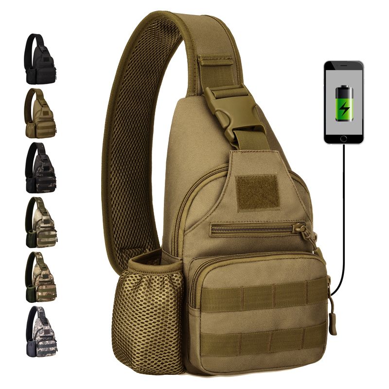 

Manufacturers selling multifunctional riding camouflage bag water bottle bag outdoor tactical backpack with USB chest bag