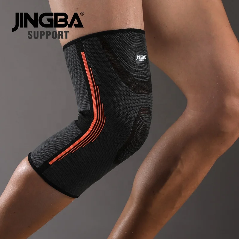 

JINGBA CE ISO Factory Custom Nylon Knit Sports Knee Guard Leg Sleeve Elastic Breathable Knee Support brace Gym Training Running