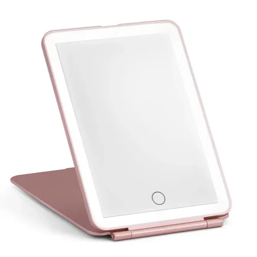 

Compact Travel Led Light Makeup Mirror Rechargeable Battery Protective Cover Makeup Mirror, Pink