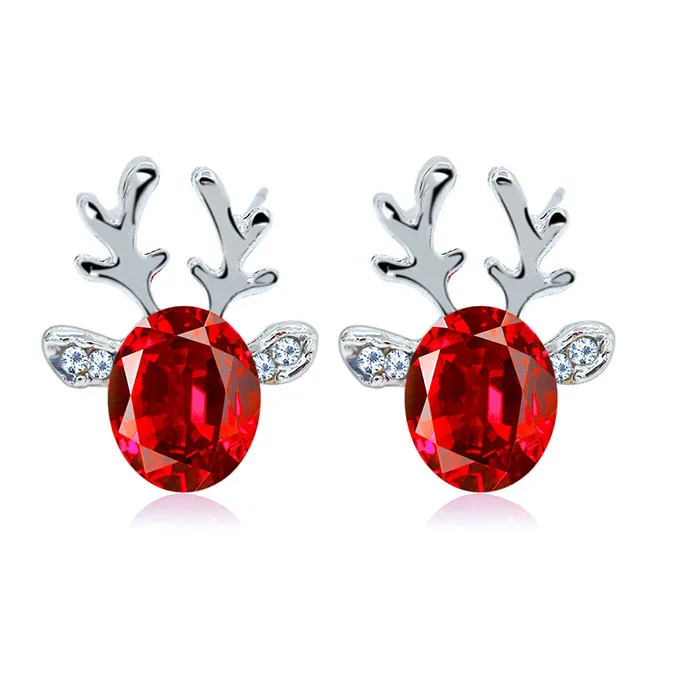 

Free Shipping by DHL/FEDEX Crystal gem Christmas reindeer Stud earring