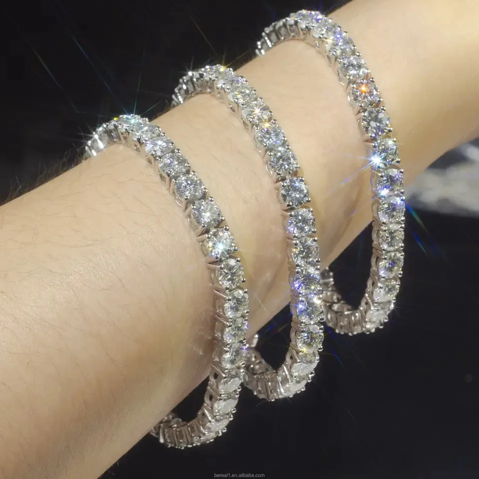 

3mm 4mm 5mm 6.5mm Mossanite Jewelry 925 Sterling Silver D VVS1 Diamond Necklaces Moissanite Tennis Chain Bracelets for women Men