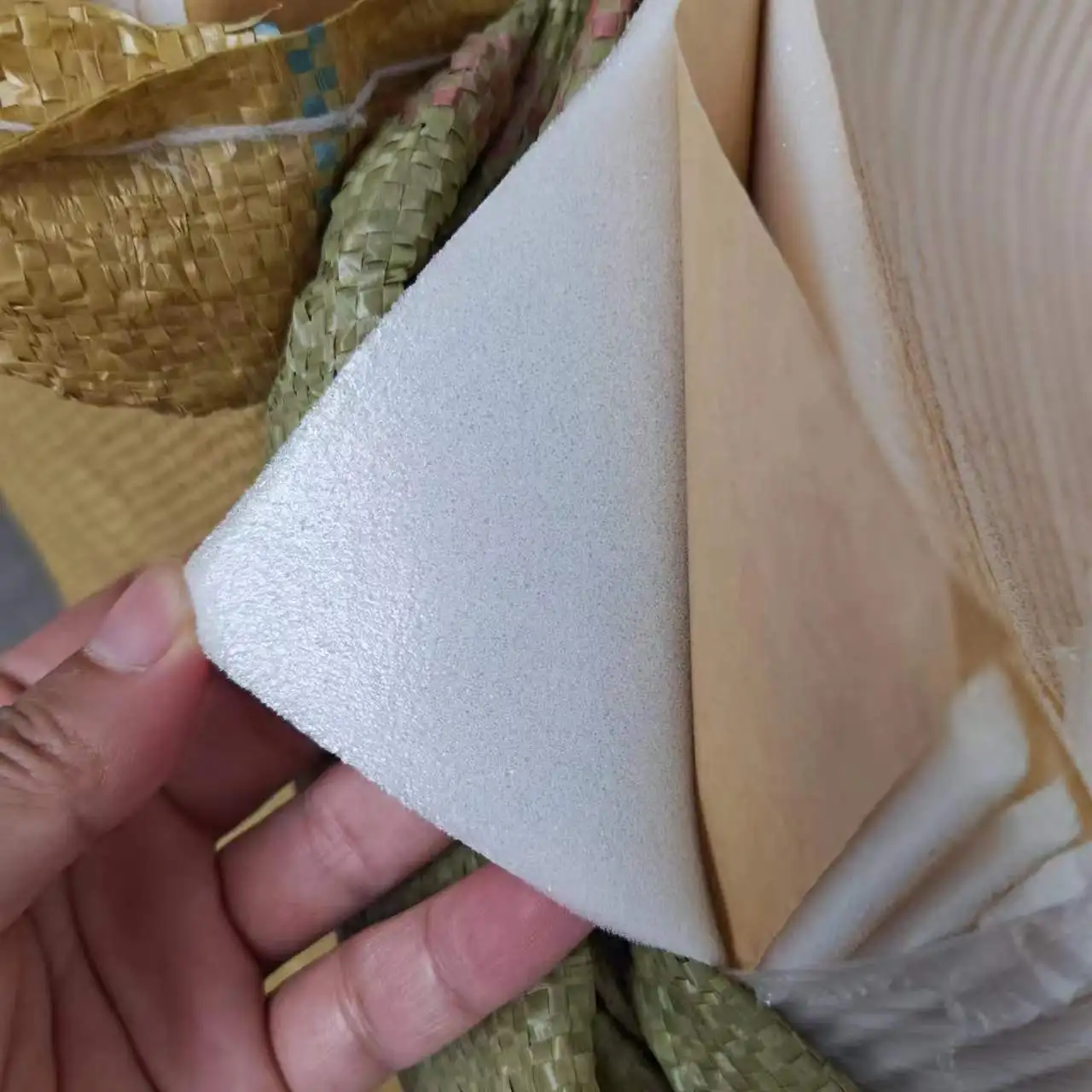 

self adhesive PU soft foam stabilizer with release paper peel sticky used as bag inner stable