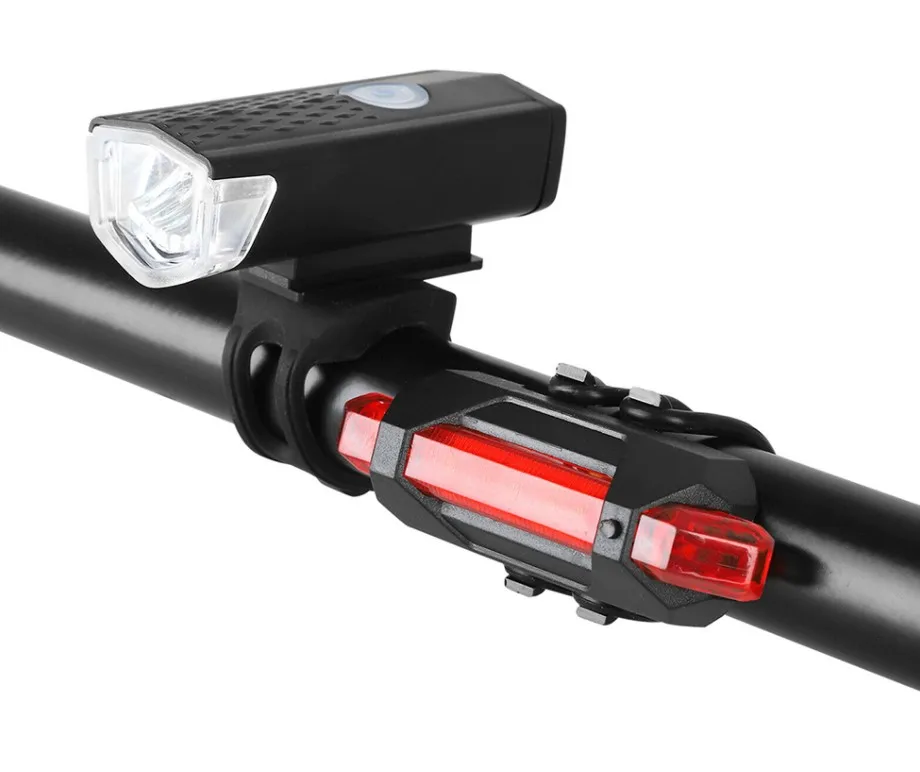 

Bike Bicycle Light USB LED Rechargeable Set Mountain Cycle Front Back Headlight Lamp Flashlight, Black