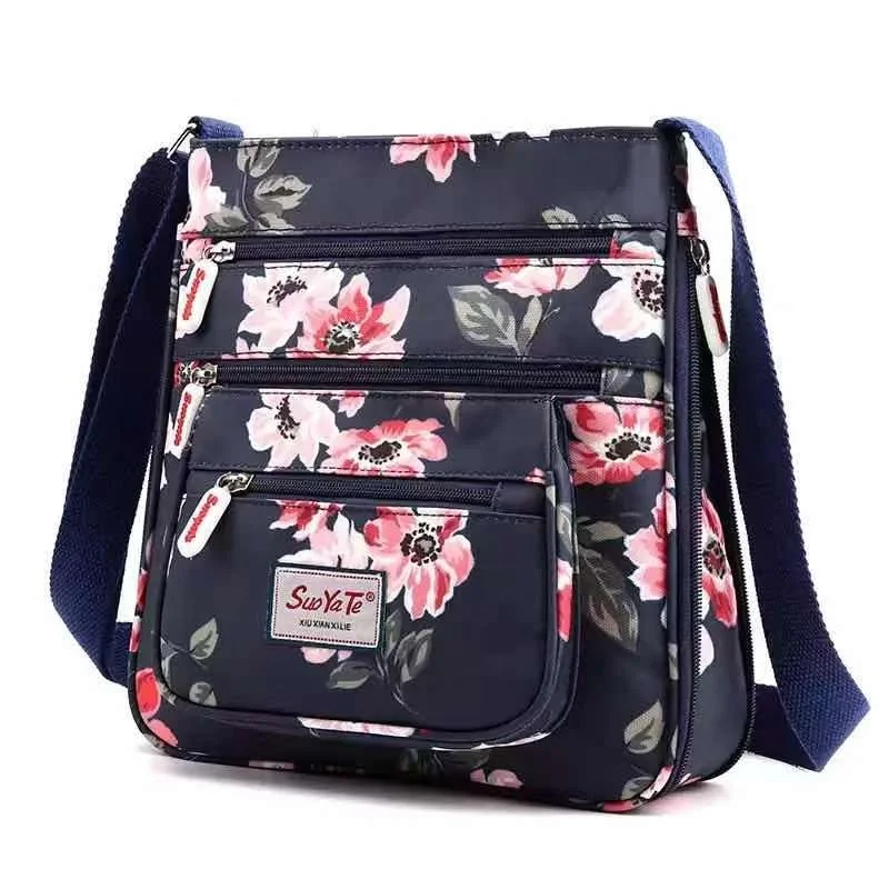 

Fashion Floral Pattern Women Shoulder Bag High Quality Waterproof Nylon Handbag Female Multi Pockets Messenger Bag for Women, 6 colors
