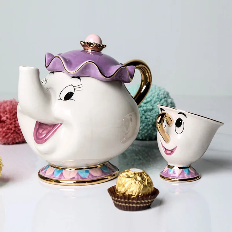 

Hot Sale New Wedding Thank You Gifts Beauty and The Beast Mrs. Potts Chip Tea Pot & Cup set Teapot Mug ( Pot & Cup), As picture show