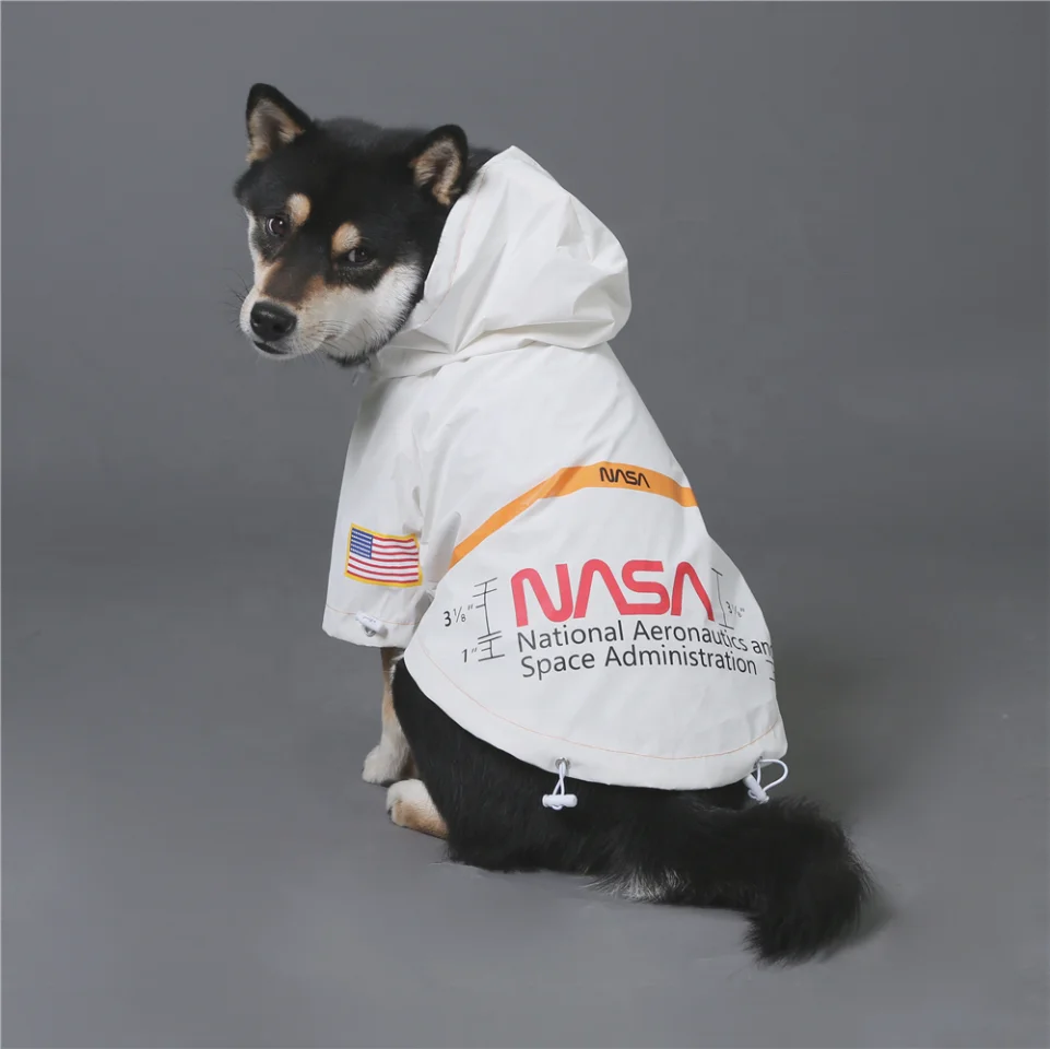 

High Sales Pet Clothes Tide Brand Wind Proof Rain Proof Reflective Pet Spacesuit Clothes For Pet, White
