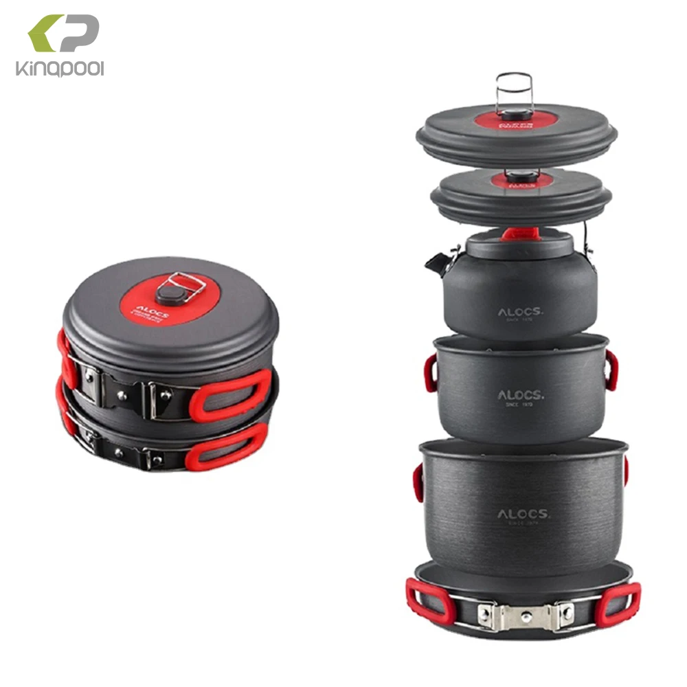 

Kingpool Free shipping Portable Lightweight Camping Cookware Set Camping Cooking Pot Set for Camping Picnic Travel