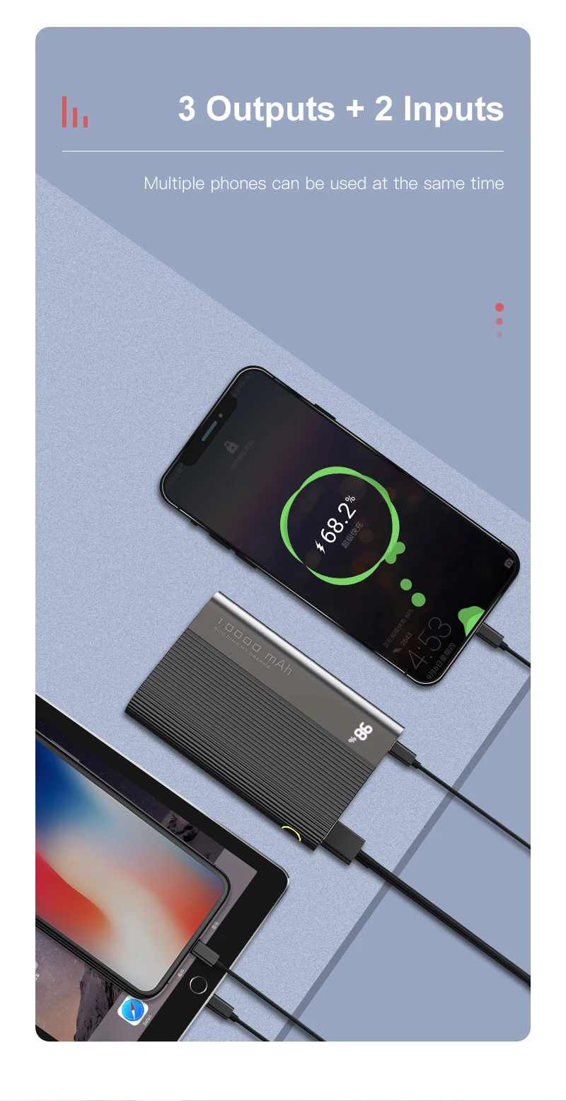 Kuulaa Output Power Bank New Mini Energycell 18W Fast Charge 5V/3A 10000mah for Iphone Samsung Galaxy Etc Portable High Capacity - ANKUX.COM