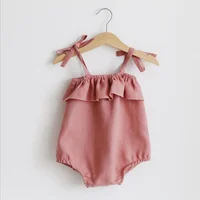 

wholesale baby girls suspender linen cotton summer romper