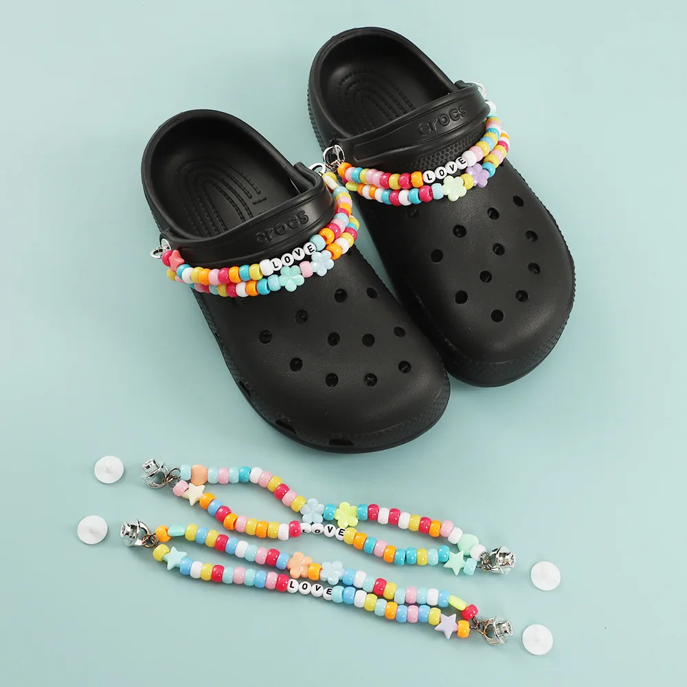 

Shoes Charms Bling Rhinestone Clog Decoration Perfume Star Pearl Chain Rainbow Beaded Designer Croc Charms, Colorful
