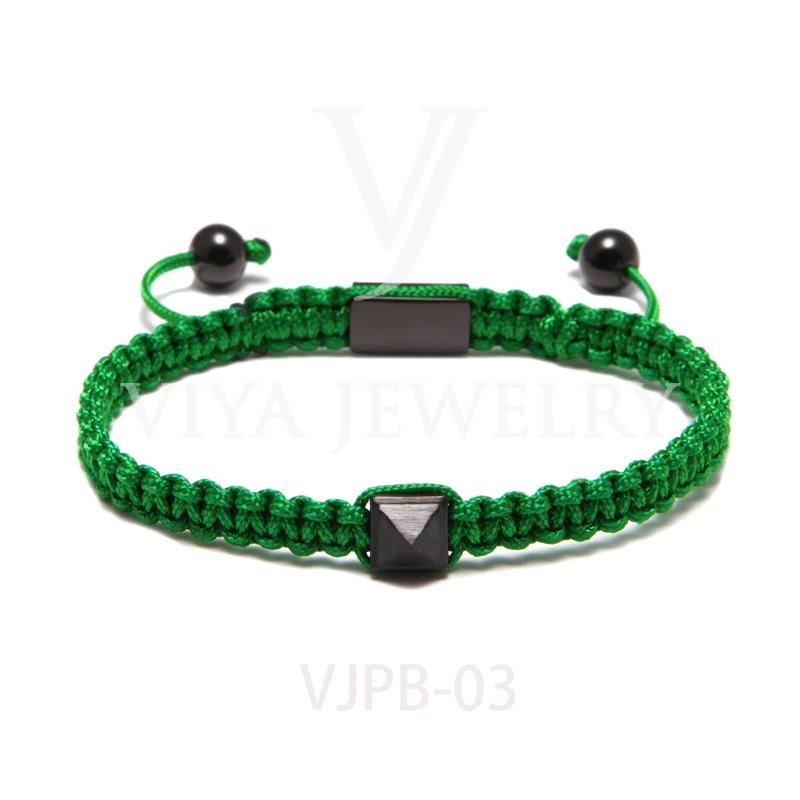 

Viya jewelry Wholesale Brass pyramid pattern men macrame bracelet, Different colors see our color chart