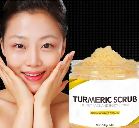 

Organic Natural coffee turmeric whitening private label body facial whitening scrub with customization