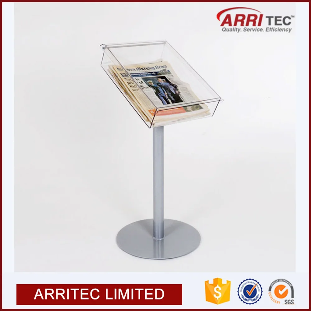 Outdoor Waterproof A4 Freestanding Magazine Display Tray Clear Acrylic