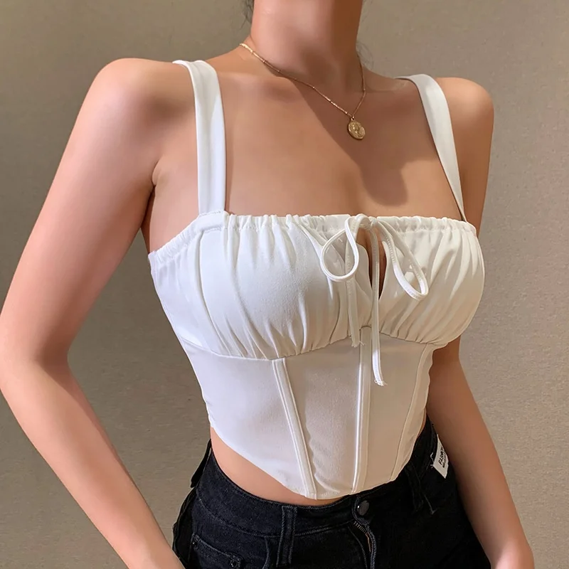 

LW-SY21073PF Solid colour 2021 sexy knot chest crop shirts woman tops fashionable, As picture or customized make