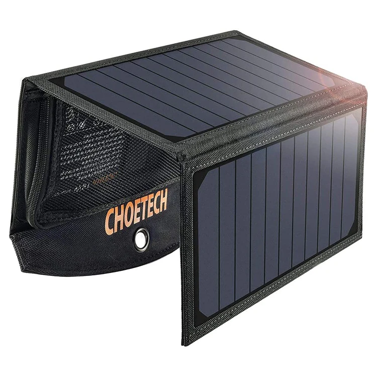 

Outdoor solar charger 10W folding bag waterproof magnetic buckle portable solar power bank, Black