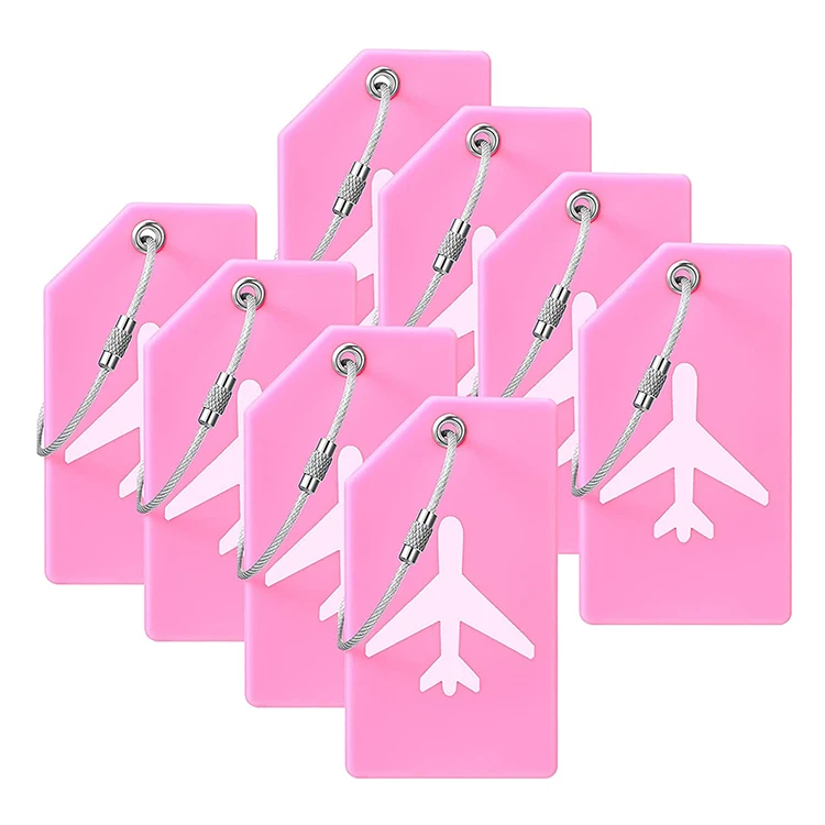 

Wholesale personalized waterproof airplane design pvc soft luggage id tag with stainless steel rope