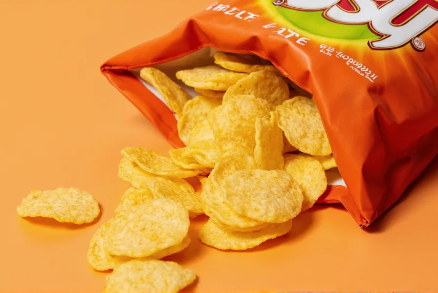 Close-up photography of Sun Chips Chili Lime bag showing vibrant orange packaging with chips spilling out