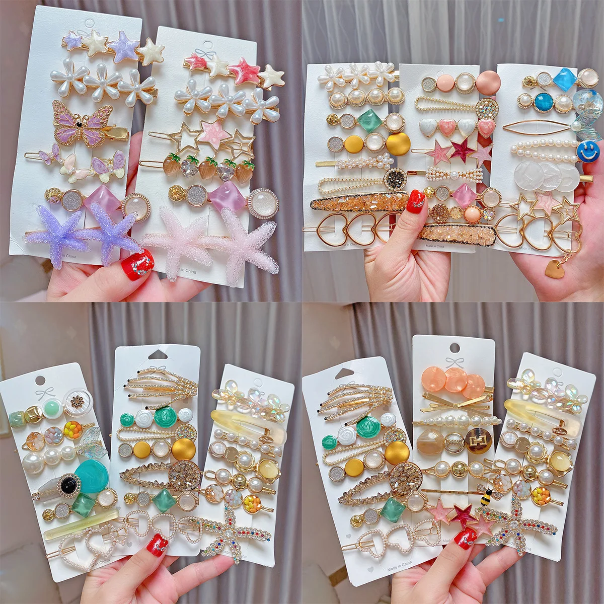 

8pcs/Set Wholesale Charms Girls Snap Hair Accessories Crystal Women Hair Pin Pearl Hair Clips Set