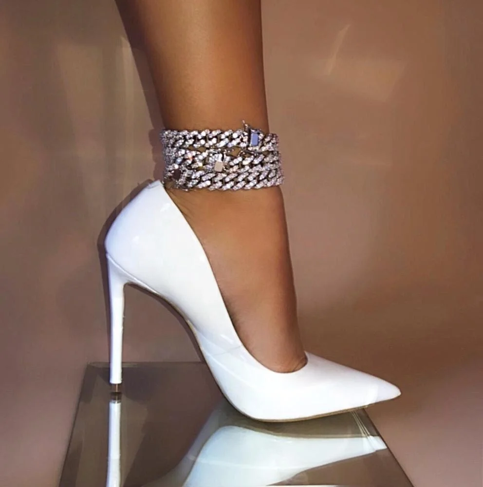 

iced out bling cz chain anklet hip hop women girl 2020 new arrived luxury jewelry, Silver