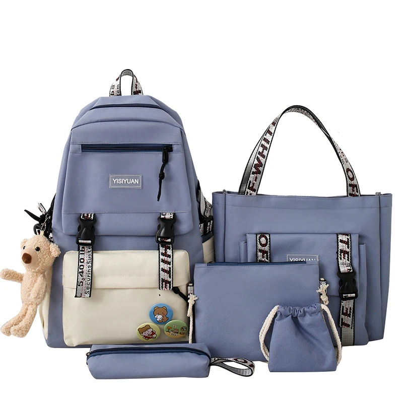 

Cute 5 pieces in 1 set of fashionable ladies handbags backpacks for girls