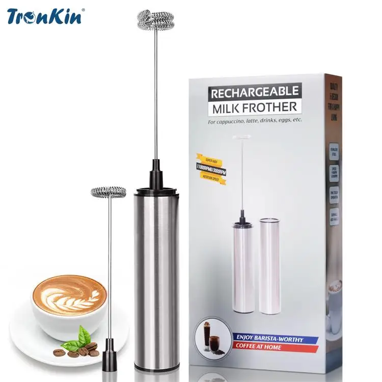 

Portable Frother Milk Frothed Rechargeable Stainless Steel USB Milk Frother Handheld Automatic Coffee Electric Milk Frother, Silver