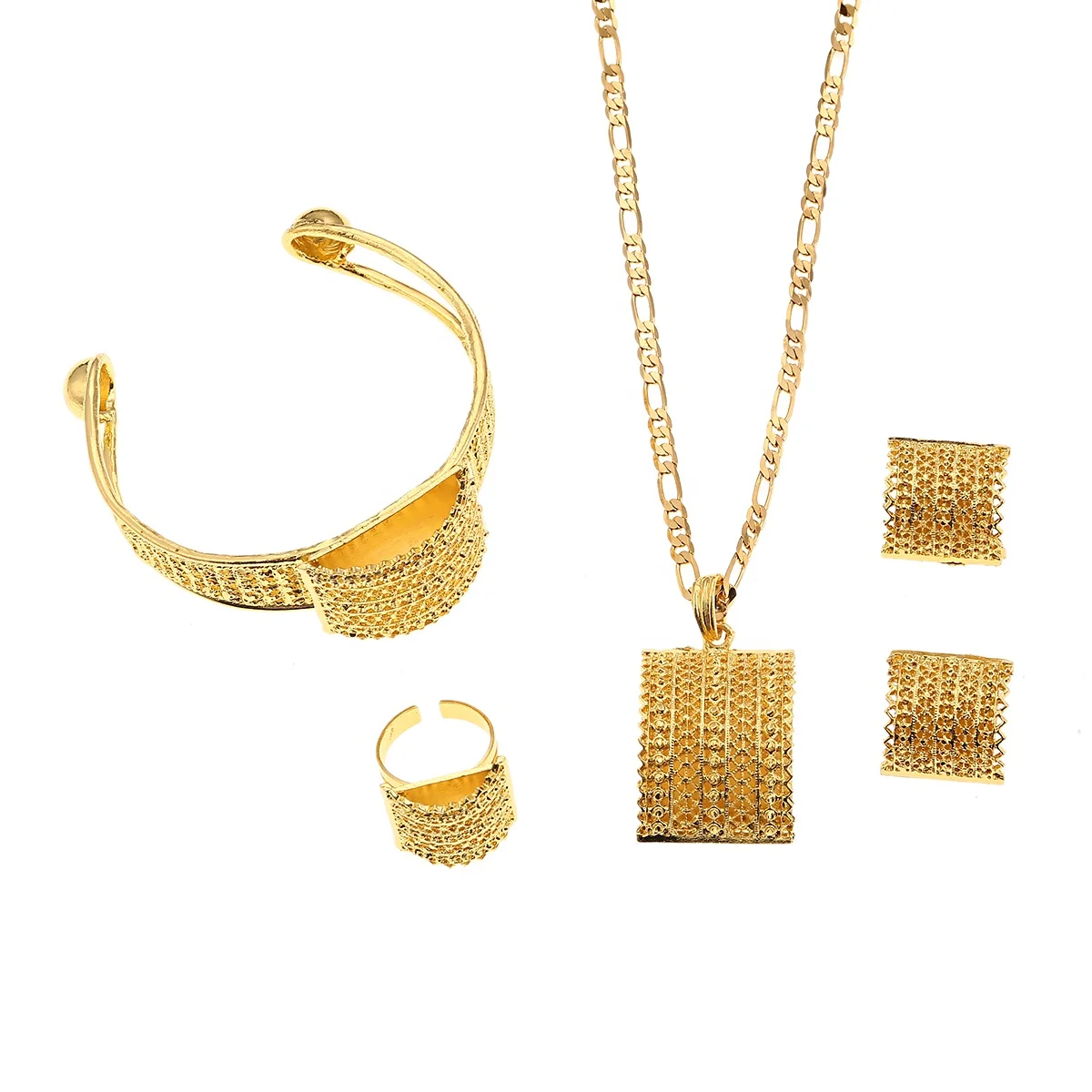 

Ethiopian African Gold Color Fashion Women Weddings Jewelry Sets Gift