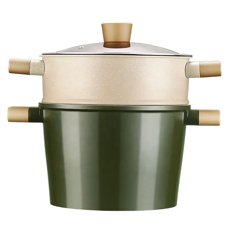 

Multi-function Healthy Porridge Soup Stockpot Nano Ceramic Nonstick Cookware Stock Pot with Steamer