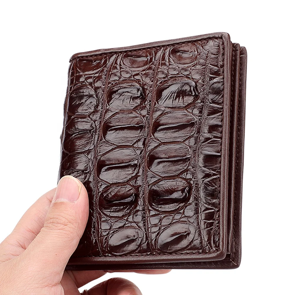 

Elegant crocodile wallet factory luxurious wallets leather men zip wallet fashion crocodile purse, Brown / black