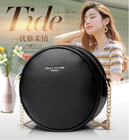 

Autumn Hot Selling Minimalist Young Ladies Pu Leather Phone Bag Slim Ladies Round Hand Bag, Customized color