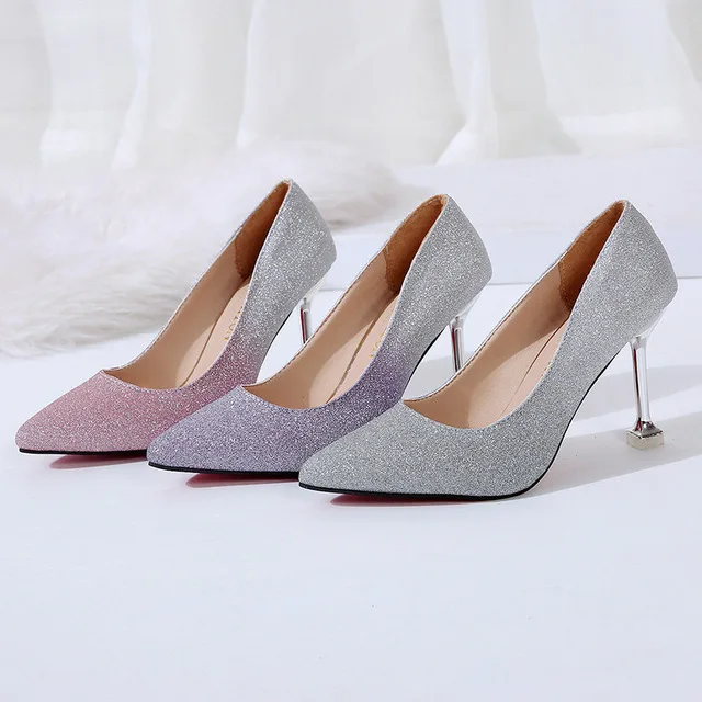

latest fashion wholesale big large size evening dress pumps stilettos gradient girls ladies women high heel shoes, Requirement